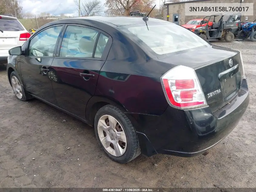 3N1AB61E58L760017 2008 Nissan Sentra 2.0S