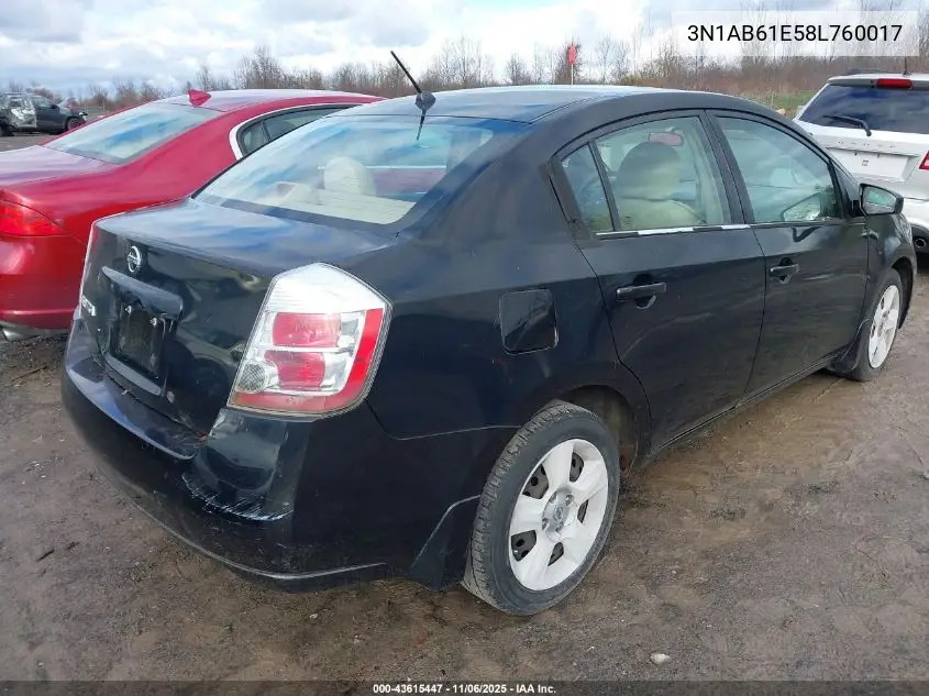 3N1AB61E58L760017 2008 Nissan Sentra 2.0S