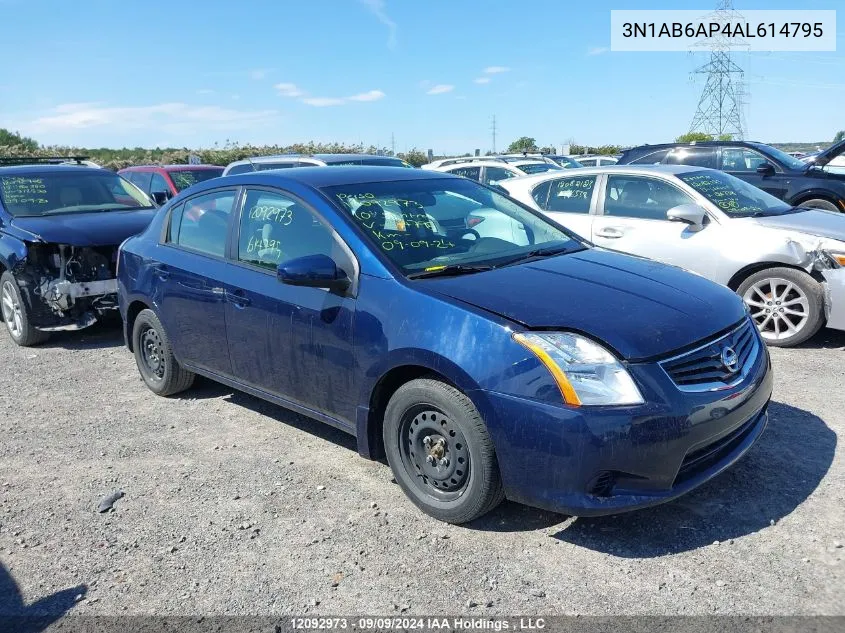 2010 Nissan Sentra 2.0/2.0S/Sr/2.0Sl VIN: 3N1AB6AP4AL614795 Lot: 12092973