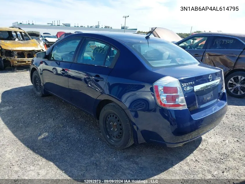 2010 Nissan Sentra 2.0/2.0S/Sr/2.0Sl VIN: 3N1AB6AP4AL614795 Lot: 12092973