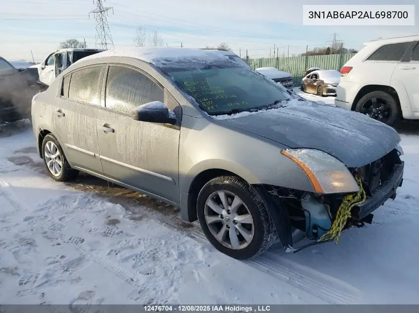 3N1AB6AP2AL698700 2010 Nissan Sentra 2.0S