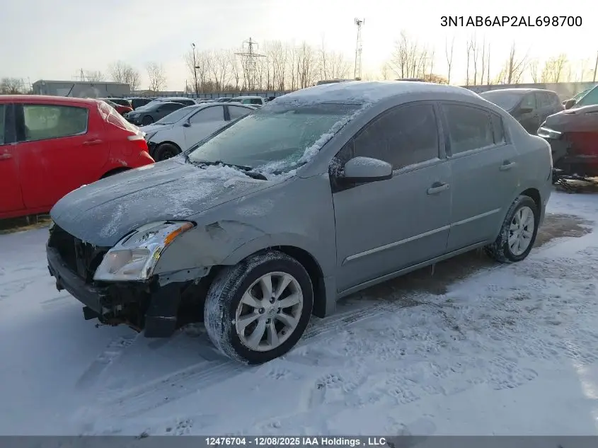 3N1AB6AP2AL698700 2010 Nissan Sentra 2.0S