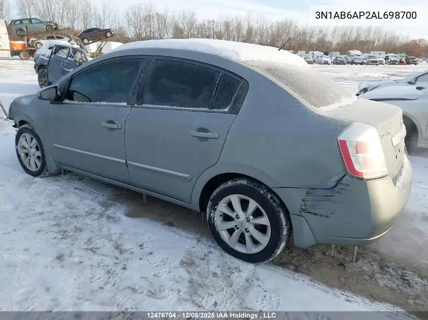 3N1AB6AP2AL698700 2010 Nissan Sentra 2.0S