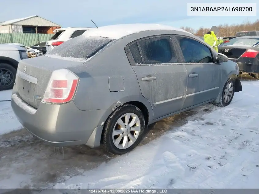 3N1AB6AP2AL698700 2010 Nissan Sentra 2.0S