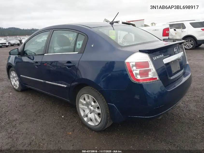 3N1AB6AP3BL698917 2011 Nissan Sentra 2.0S