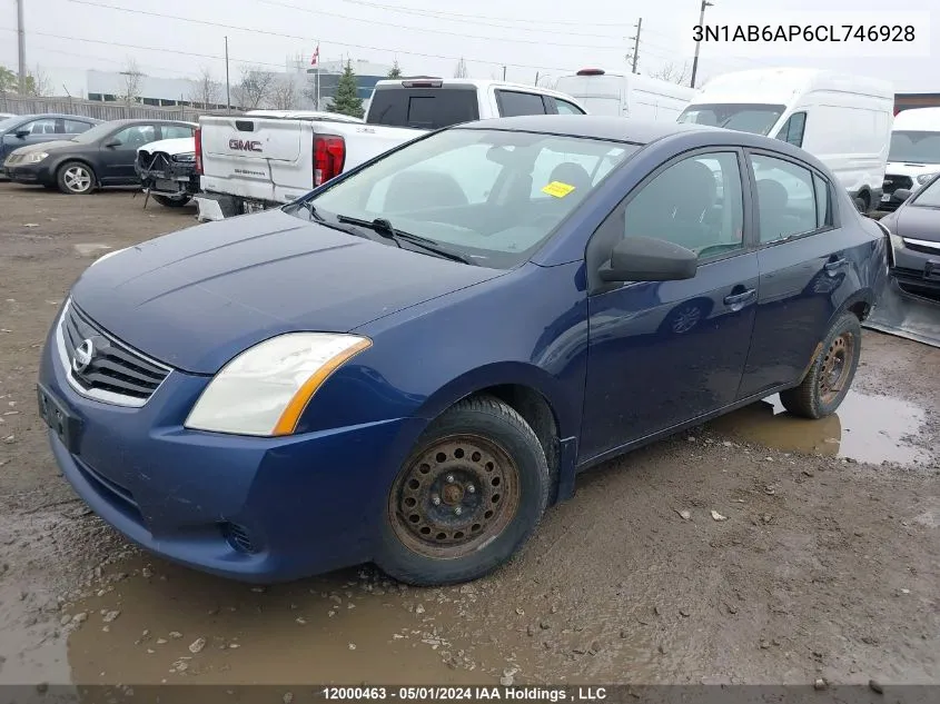 2012 Nissan Sentra 2.0/2.0S/Sr/2.0Sl VIN: 3N1AB6AP6CL746928 Lot: 12000463