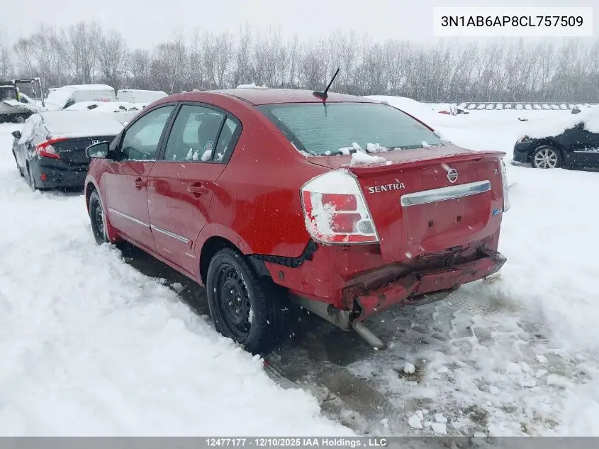 3N1AB6AP8CL757509 2012 Nissan Sentra 2.0 Sl