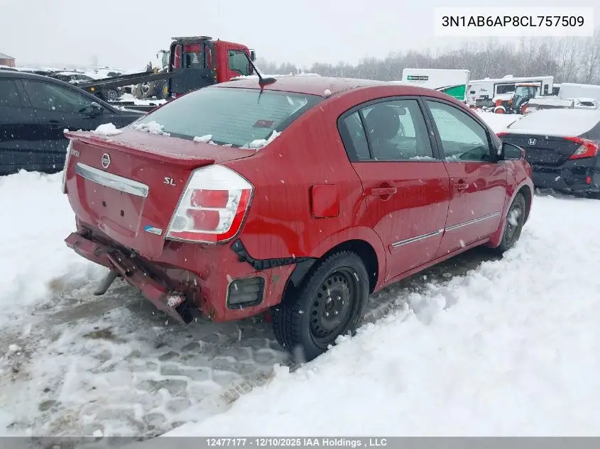 3N1AB6AP8CL757509 2012 Nissan Sentra 2.0 Sl