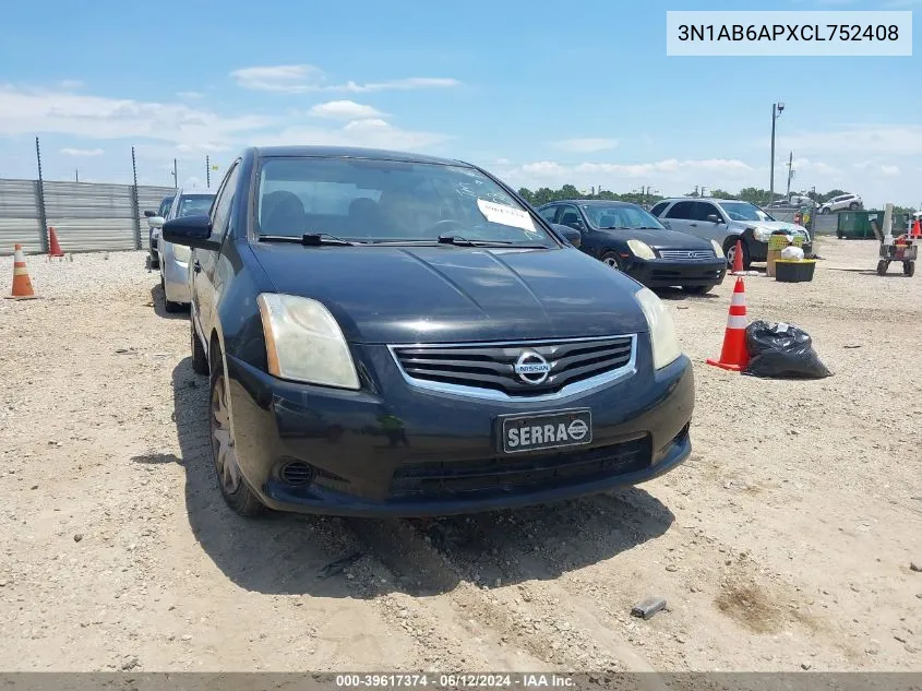 3N1AB6APXCL752408 2012 Nissan Sentra 2.0 S