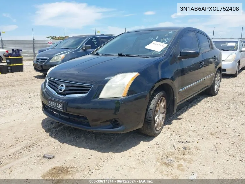 2012 Nissan Sentra 2.0 S VIN: 3N1AB6APXCL752408 Lot: 39617374