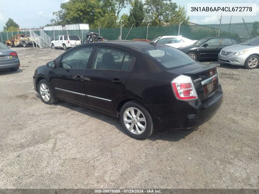 2012 Nissan Sentra 2.0/2.0S/Sr/2.0Sl VIN: 3N1AB6AP4CL672778 Lot: 39978085