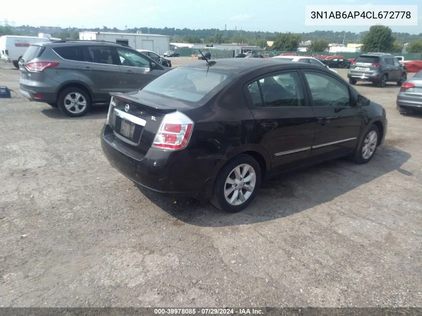 2012 Nissan Sentra 2.0/2.0S/Sr/2.0Sl VIN: 3N1AB6AP4CL672778 Lot: 39978085