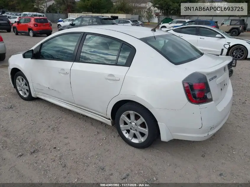 3N1AB6AP0CL693725 2012 Nissan Sentra 2.0 Sr