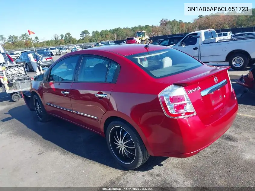 3N1AB6AP6CL651723 2012 Nissan Sentra 2.0 S