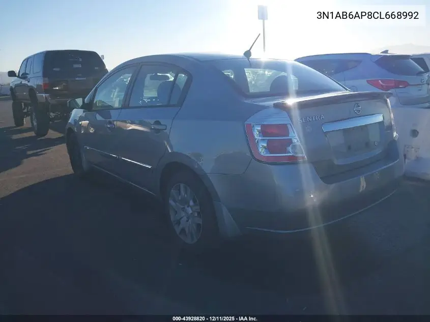 3N1AB6AP8CL668992 2012 Nissan Sentra 2.0 S