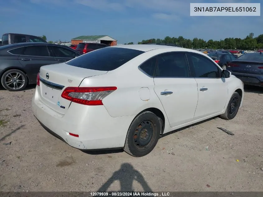 2014 Nissan Sentra VIN: 3N1AB7AP9EL651062 Lot: 12079939