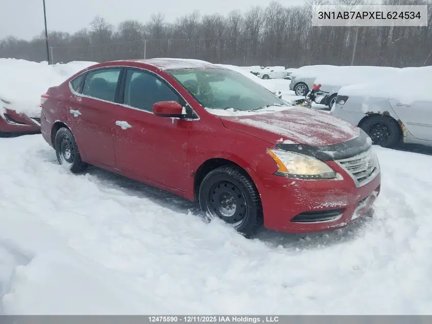 3N1AB7APXEL624534 2014 Nissan Sentra 1.8 S/1.8 Sl/1.8 Sr/1.8 Sv