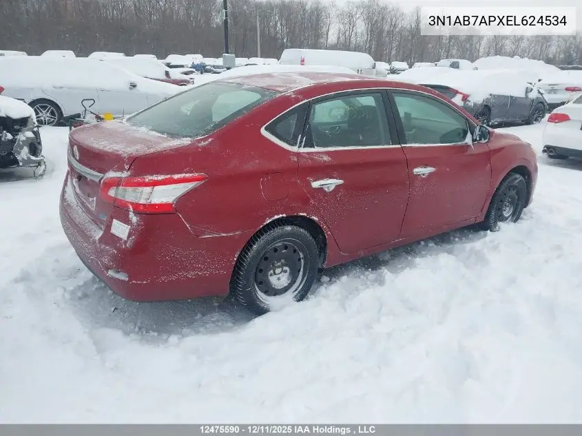 3N1AB7APXEL624534 2014 Nissan Sentra 1.8 S/1.8 Sl/1.8 Sr/1.8 Sv