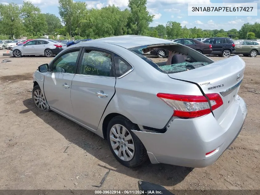 2014 Nissan Sentra S VIN: 3N1AB7AP7EL617427 Lot: 39632914