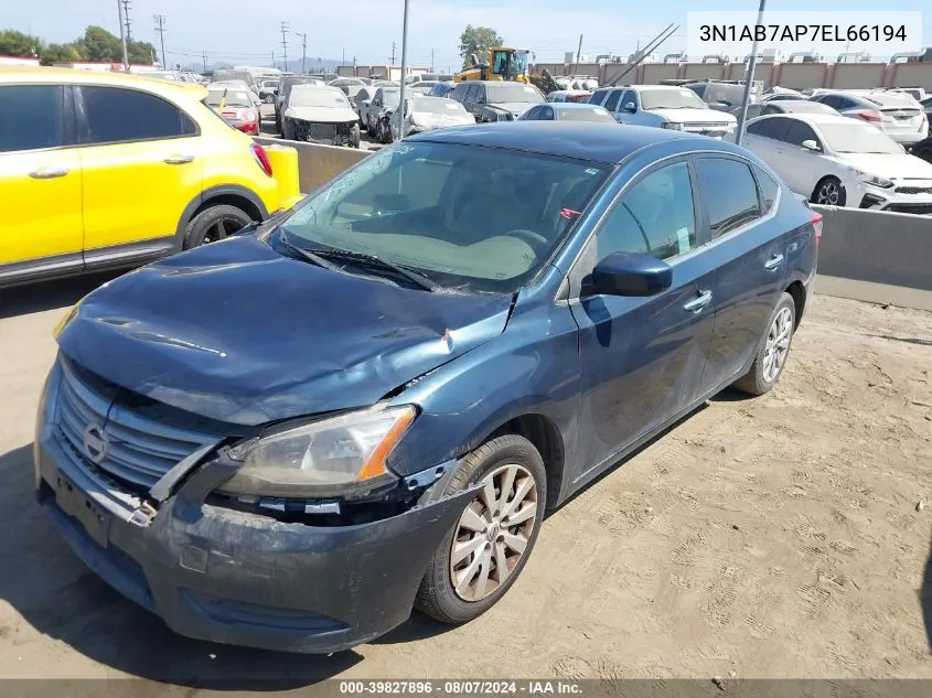 2014 Nissan Sentra S/Sv/Sr/Sl VIN: 3N1AB7AP7EL66194 Lot: 39827896