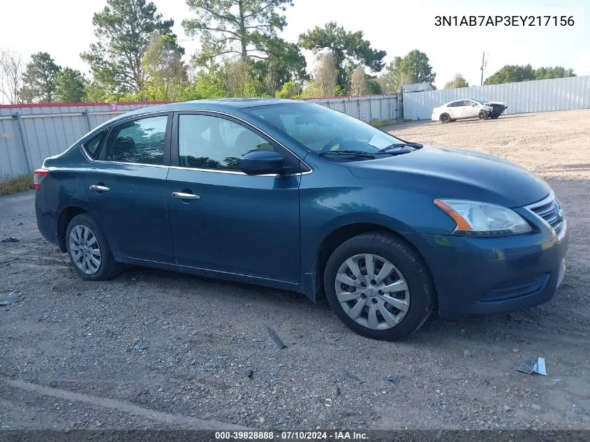 2014 Nissan Sentra Fe+ S/Fe+ Sv/S/Sl/Sr/Sv VIN: 3N1AB7AP3EY217156 Lot: 39828888