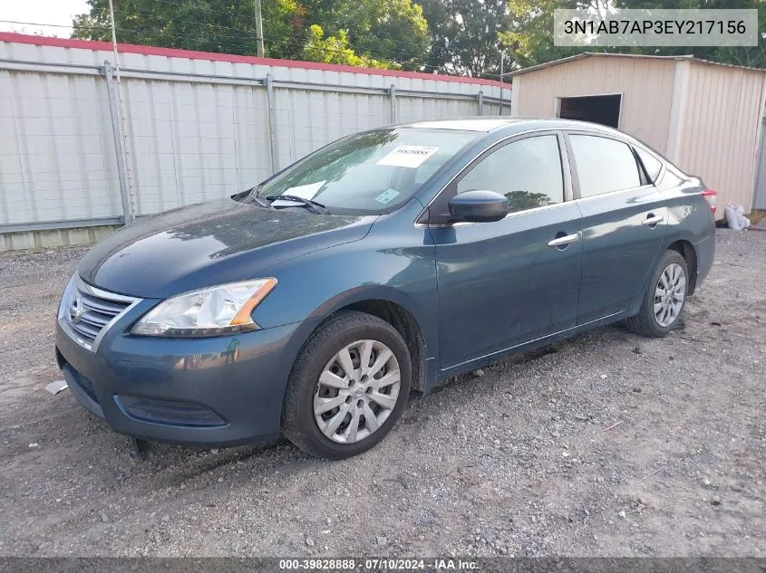 2014 Nissan Sentra Fe+ S/Fe+ Sv/S/Sl/Sr/Sv VIN: 3N1AB7AP3EY217156 Lot: 39828888