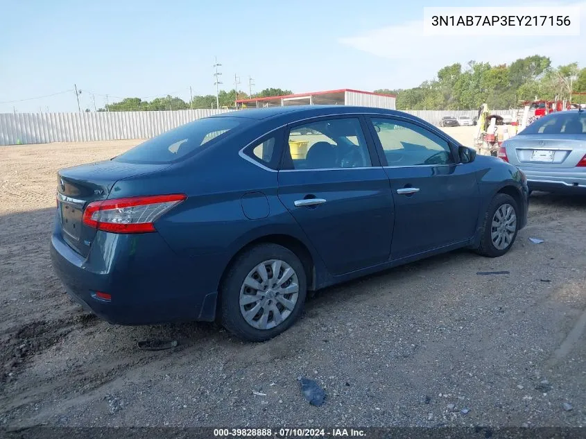 2014 Nissan Sentra Fe+ S/Fe+ Sv/S/Sl/Sr/Sv VIN: 3N1AB7AP3EY217156 Lot: 39828888