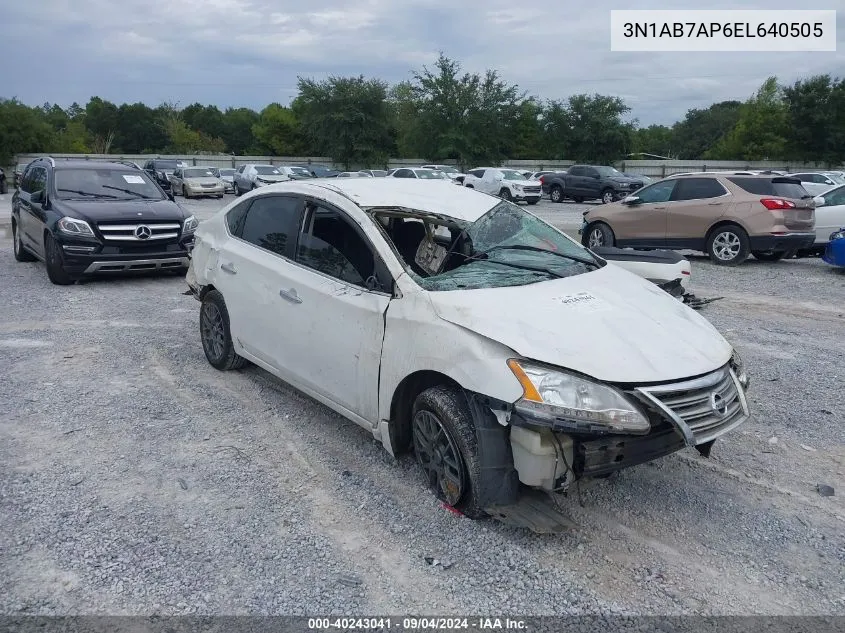 2014 Nissan Sentra Fe+ S/Fe+ Sv/S/Sl/Sr/Sv VIN: 3N1AB7AP6EL640505 Lot: 40243041