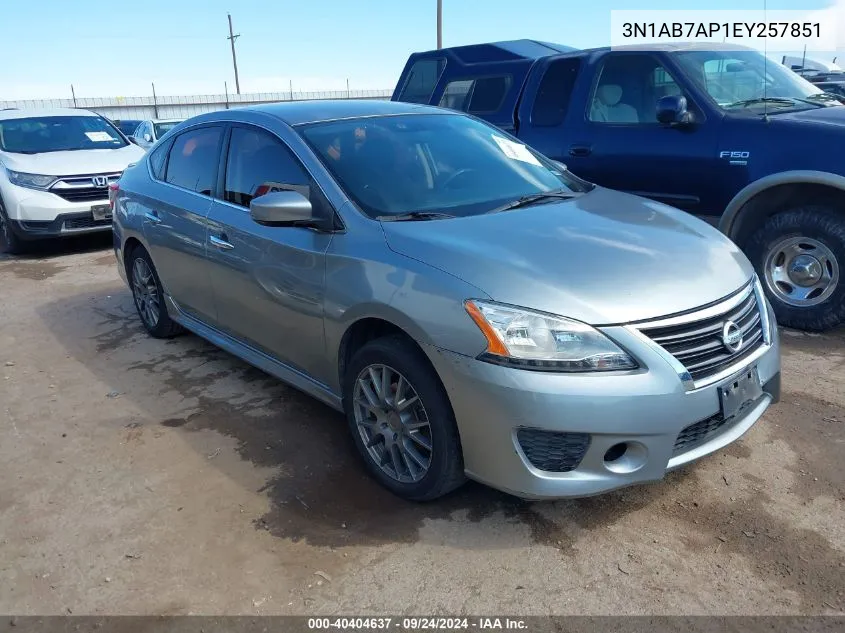 2014 Nissan Sentra Sr VIN: 3N1AB7AP1EY257851 Lot: 40404637