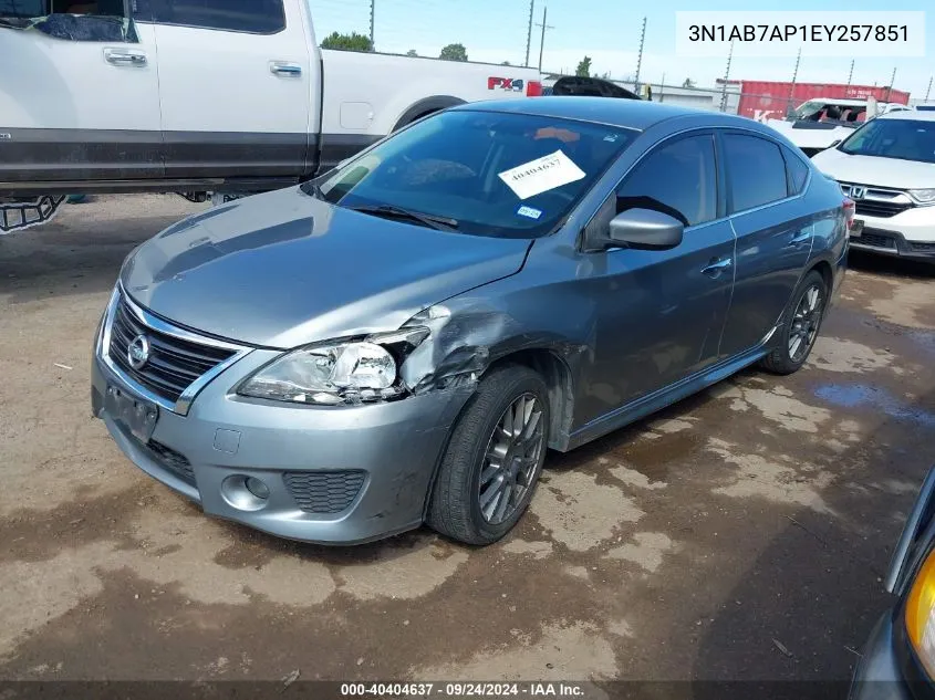 2014 Nissan Sentra Sr VIN: 3N1AB7AP1EY257851 Lot: 40404637