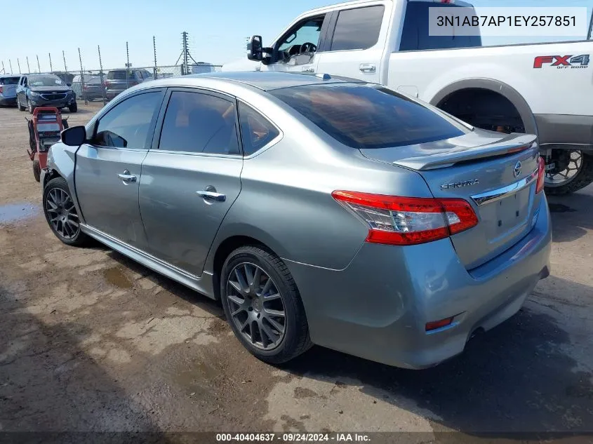 2014 Nissan Sentra Sr VIN: 3N1AB7AP1EY257851 Lot: 40404637