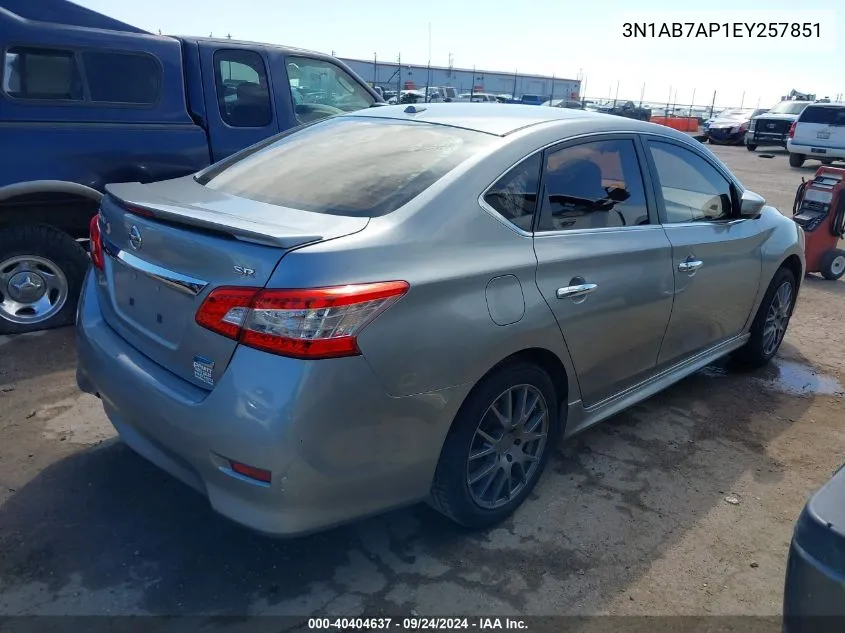 2014 Nissan Sentra Sr VIN: 3N1AB7AP1EY257851 Lot: 40404637