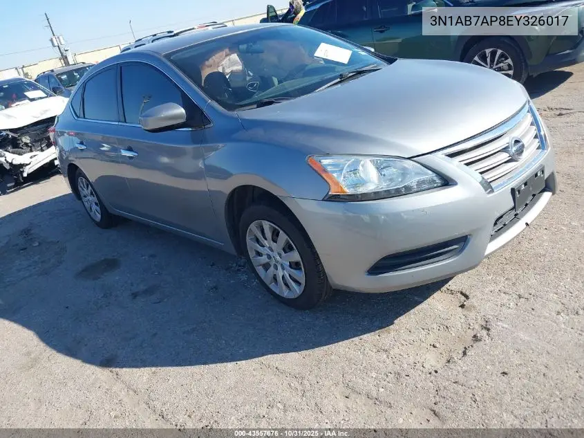 3N1AB7AP8EY326017 2014 Nissan Sentra Sv