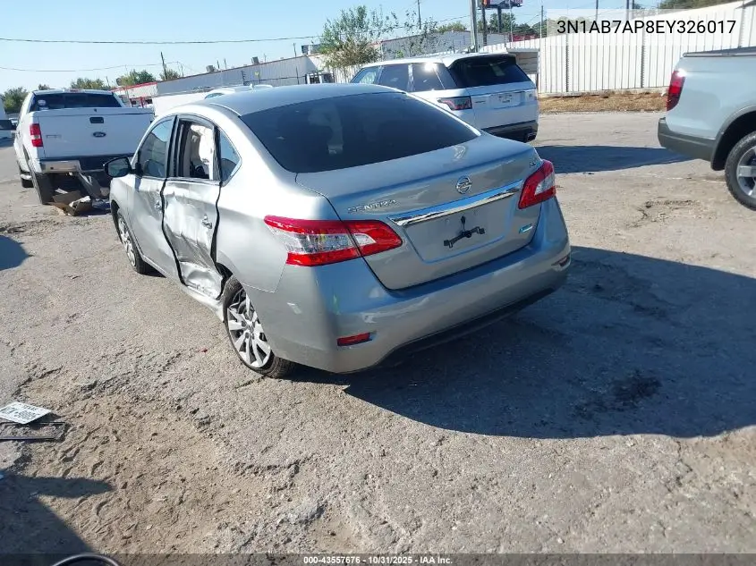 3N1AB7AP8EY326017 2014 Nissan Sentra Sv