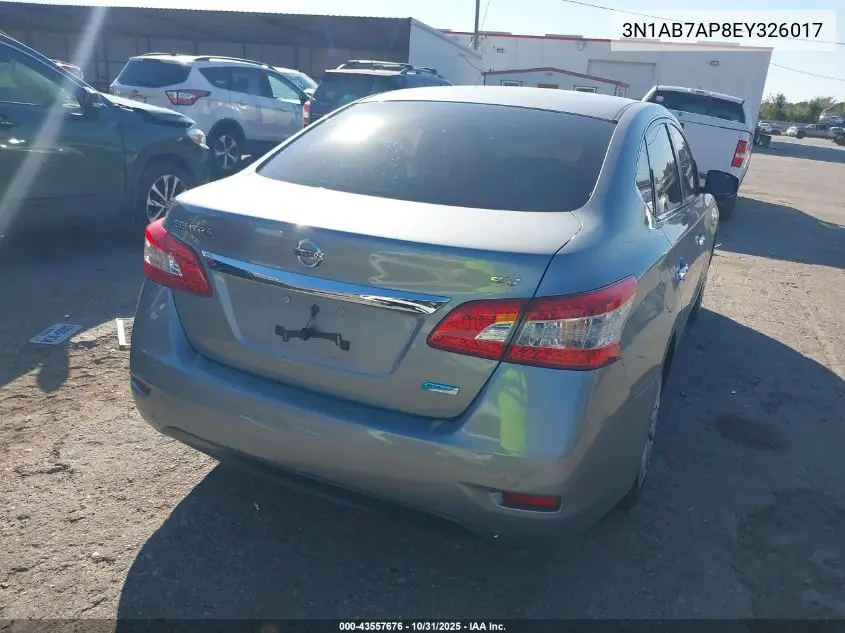 3N1AB7AP8EY326017 2014 Nissan Sentra Sv