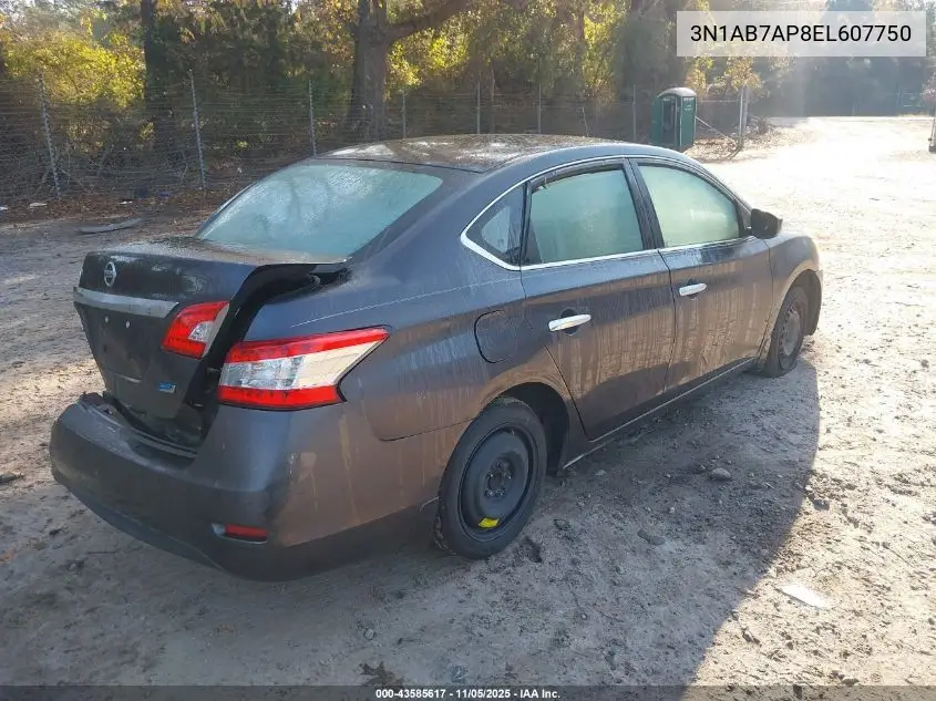 3N1AB7AP8EL607750 2014 Nissan Sentra S