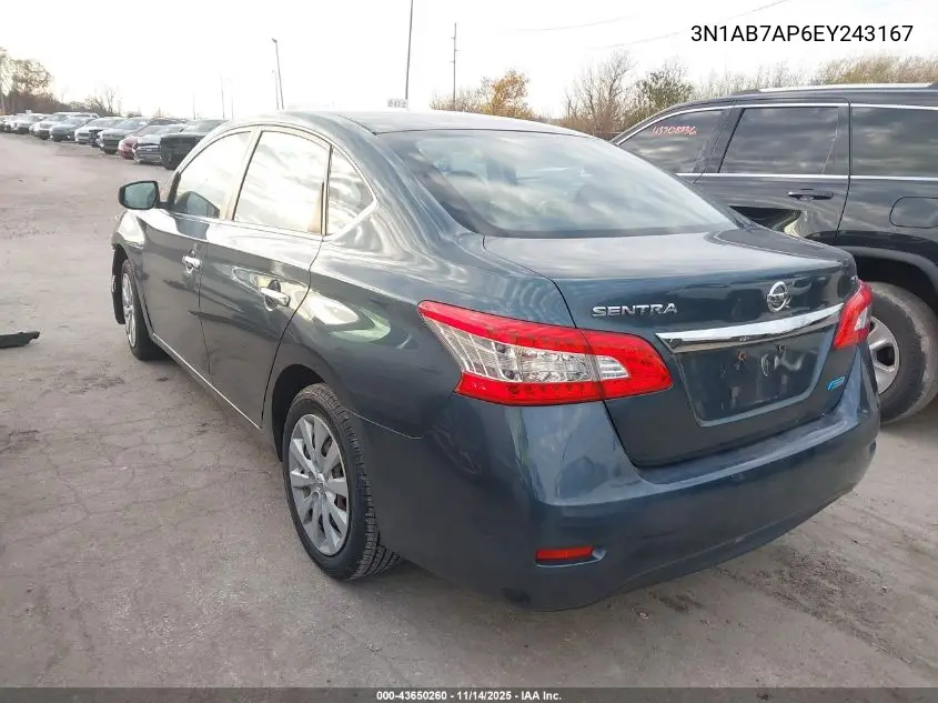 3N1AB7AP6EY243167 2014 Nissan Sentra Sv