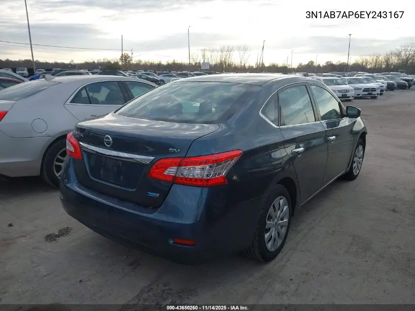 3N1AB7AP6EY243167 2014 Nissan Sentra Sv