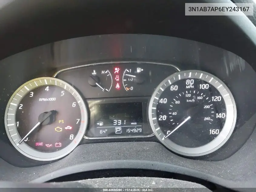 3N1AB7AP6EY243167 2014 Nissan Sentra Sv