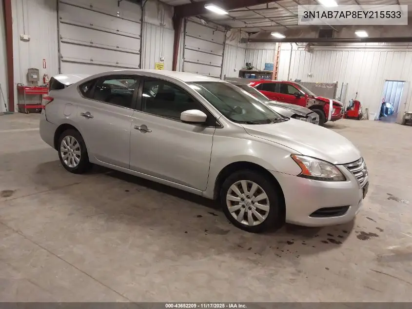 3N1AB7AP8EY215533 2014 Nissan Sentra S
