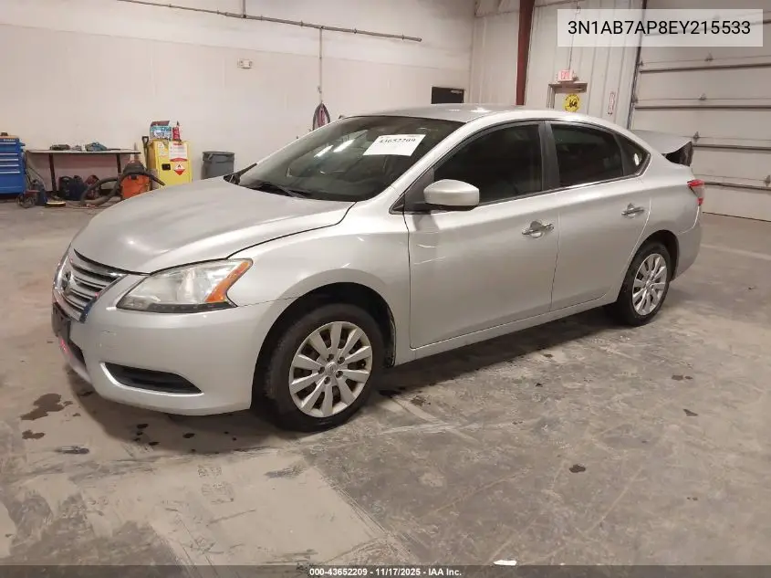 3N1AB7AP8EY215533 2014 Nissan Sentra S