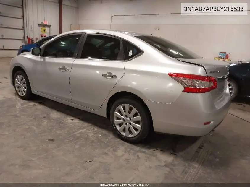 3N1AB7AP8EY215533 2014 Nissan Sentra S