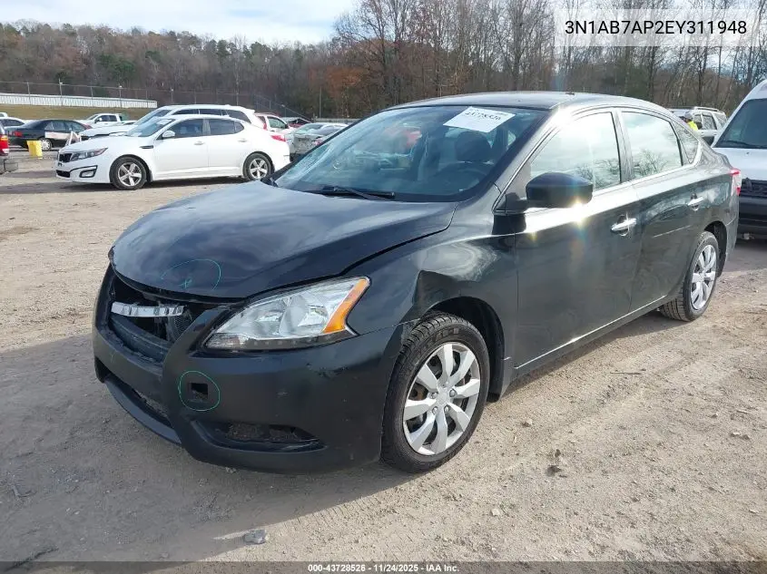 3N1AB7AP2EY311948 2014 Nissan Sentra Sv