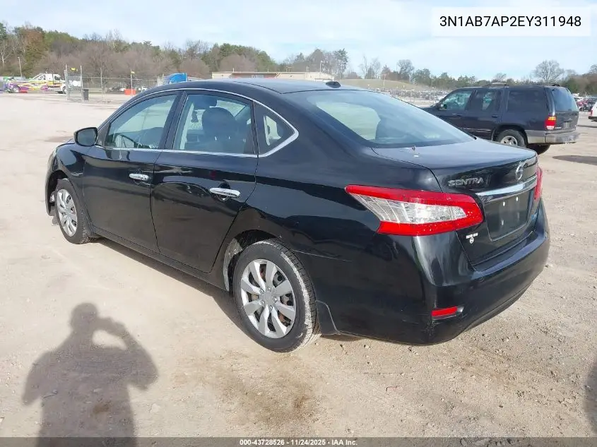 3N1AB7AP2EY311948 2014 Nissan Sentra Sv