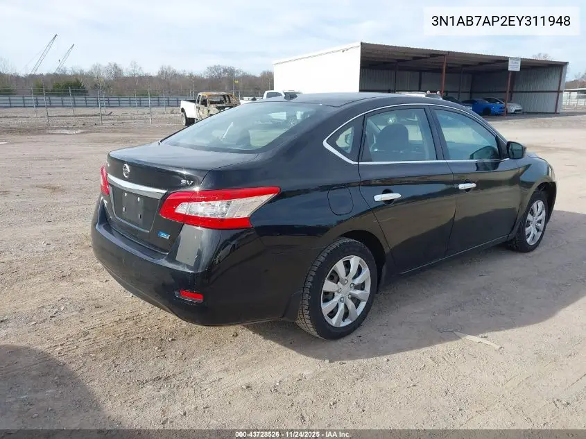 3N1AB7AP2EY311948 2014 Nissan Sentra Sv