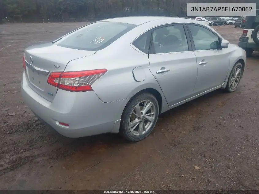 3N1AB7AP5EL670062 2014 Nissan Sentra Sv