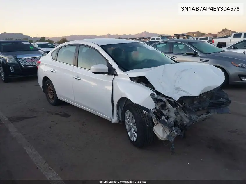 3N1AB7AP4EY304578 2014 Nissan Sentra Sv
