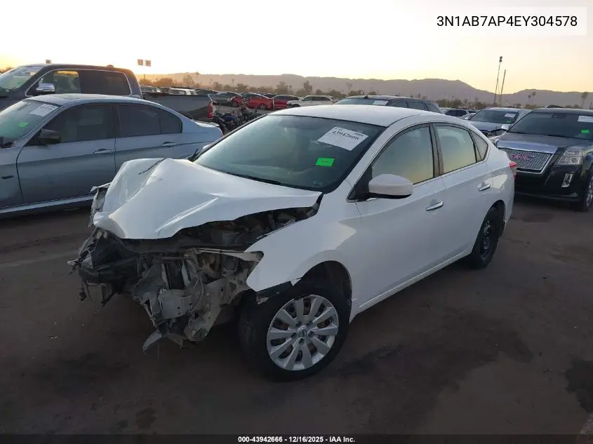 3N1AB7AP4EY304578 2014 Nissan Sentra Sv