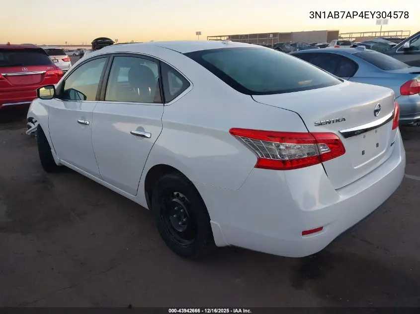 3N1AB7AP4EY304578 2014 Nissan Sentra Sv