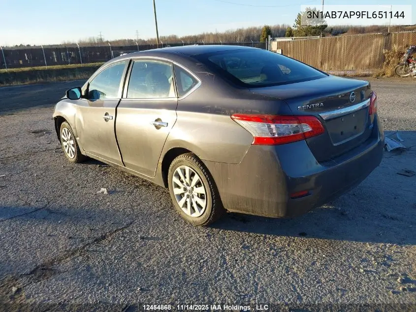 3N1AB7AP9FL651144 2015 Nissan Sentra S/Sv/Sr/Sl